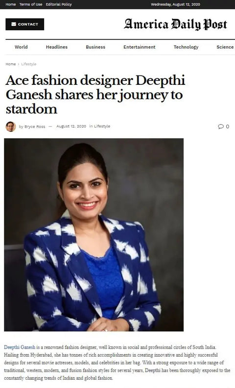 Ace fashion designer Deepthi Ganesh shares her journey to stardom