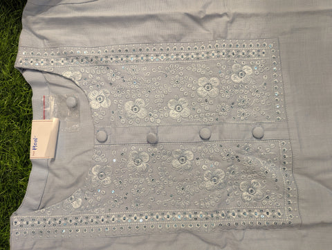 Premium Cotton Kurti | Grey Emb (106)