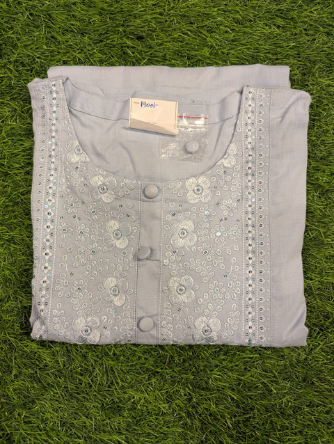 Premium Cotton Kurti | Grey Emb (106)