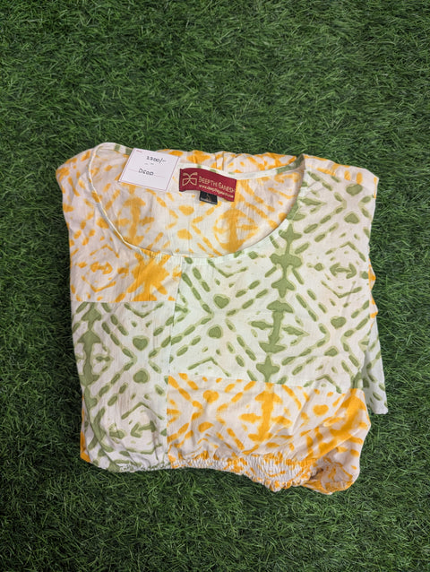 Cotton Printed Kurthi | Yellow Green (10)