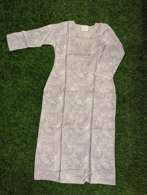 Premium Cotton Printed Kurti | Lavender floral print (118)
