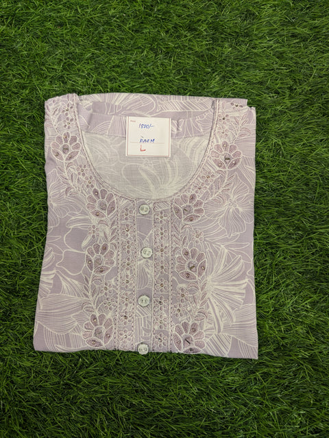 Premium Cotton Printed Kurti | Lavender floral print (118)