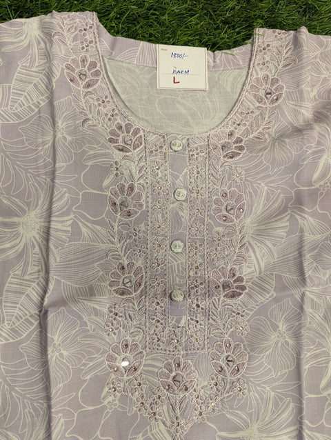 Premium Cotton Printed Kurti | Lavender floral print (118)