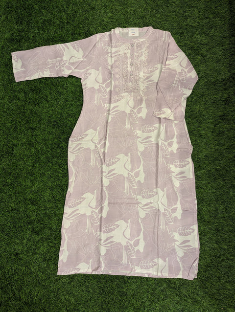 Premium Cotton Printed Kurti | Lavender (121)