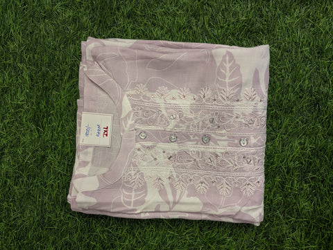 Premium Cotton Printed Kurti | Lavender (121)