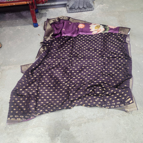 Indio digital printed matka silk saree