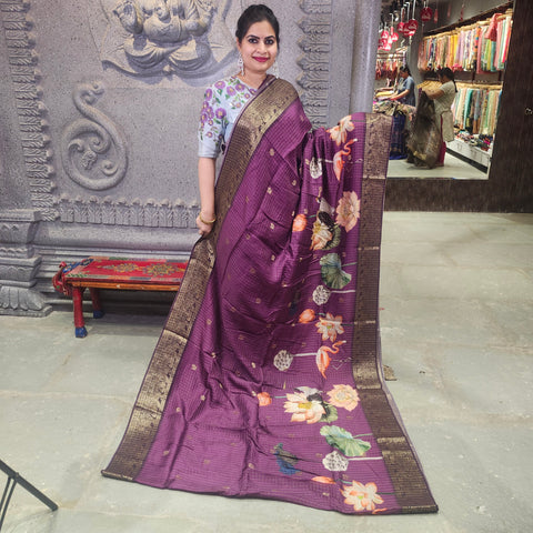 Indio digital printed matka silk saree