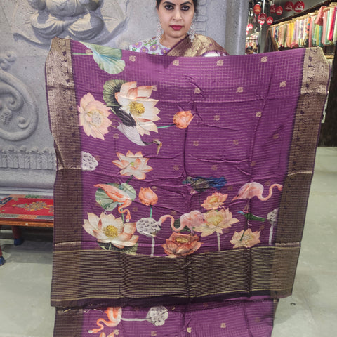 Indio digital printed matka silk saree