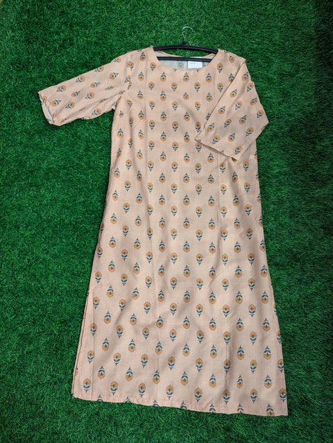 Organic Cotton Printed Kurti | Beige (13)