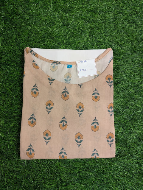 Organic Cotton Printed Kurti | Beige (13)