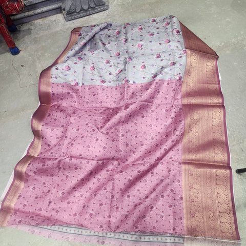 Coco grey digital printed kota saree