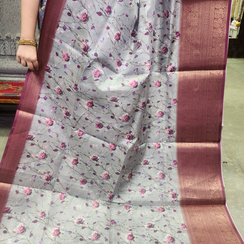 Coco grey digital printed kota saree