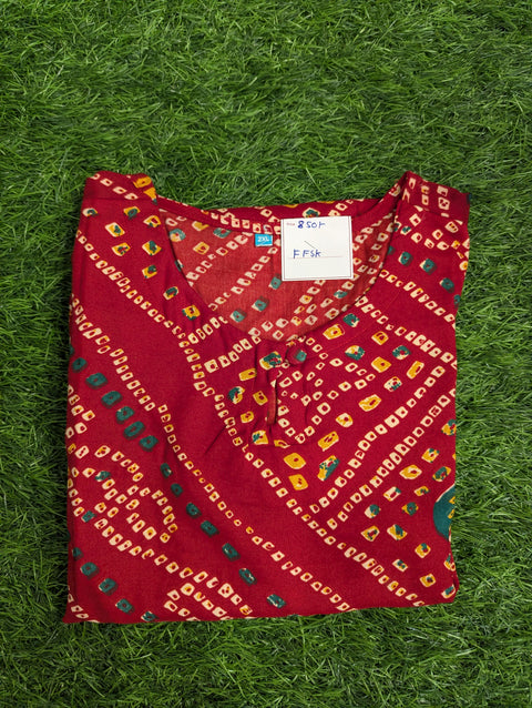 Organic Cotton Printed Kurti | Red (15)