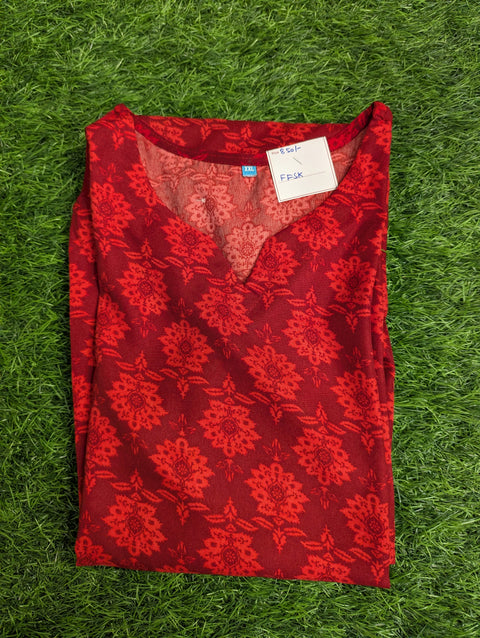 Organic Cotton Printed Kurti | Red Floral Print (16)