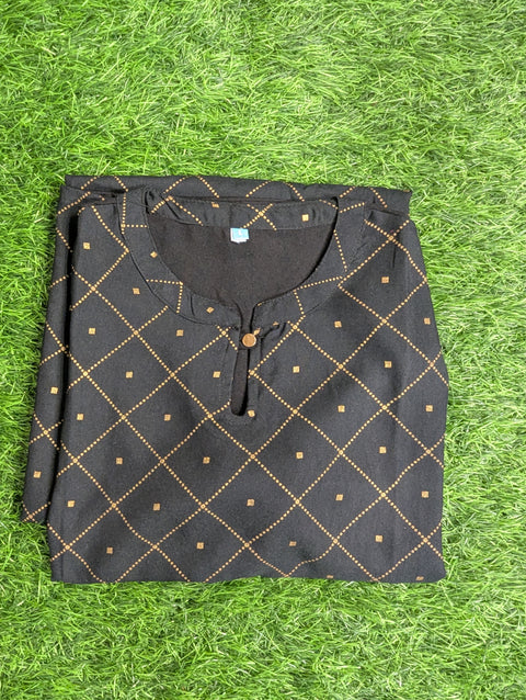 Pure Muslin Printed Kurti | Black Diamond Print (18)