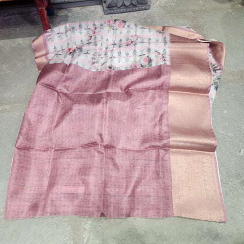 Blush peach digital printed kota saree