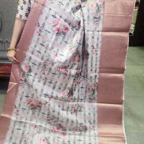 Blush peach digital printed kota saree
