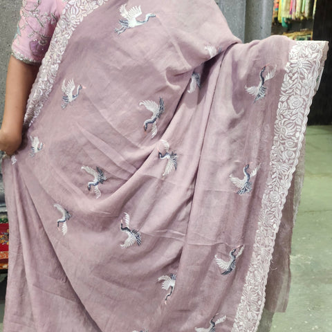 Crushed shiffon saree