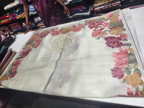 Pure Tissue Lotus Design Sarees
