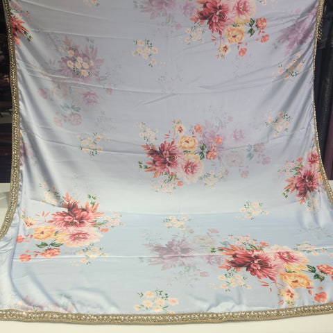 Floral Satin print Saree - 5