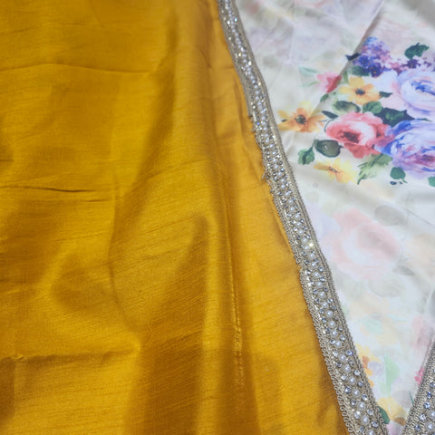 Floral Satin print Sarees - 3