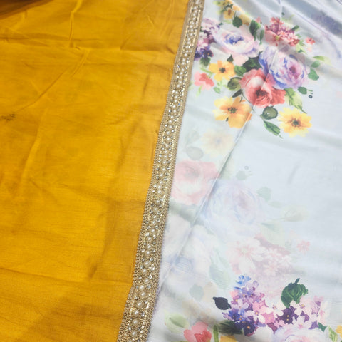Floral Satin print Sarees - 3