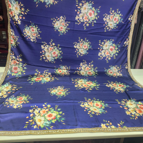 Floral Satin print Sarees - 3