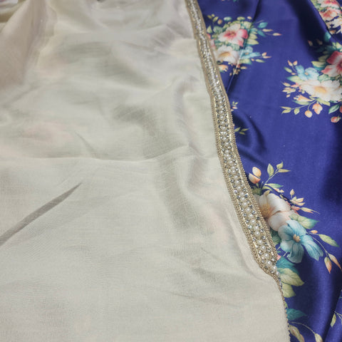Floral Satin print Sarees - 3