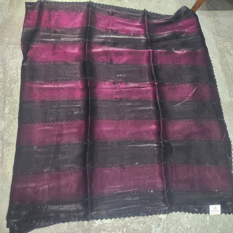 Black Tissue Organza Designer Sarees - 1