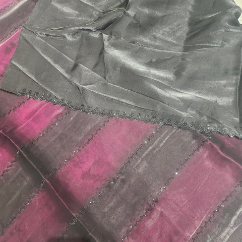 Black Tissue Organza Designer Sarees - 1