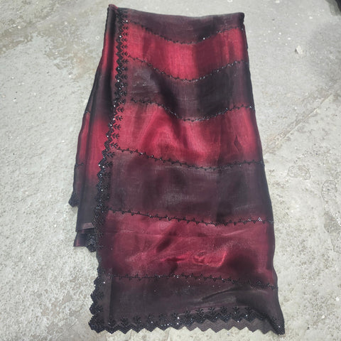 Black Tissue Organza Designer Sarees - 1