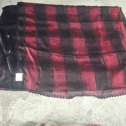 Black Tissue Organza Designer Sarees - 1