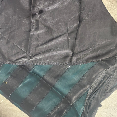 Black Tissue Organza Designer Sarees - 1