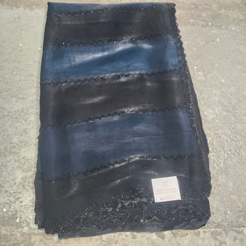 Black Tissue Organza Designer Sarees - 1