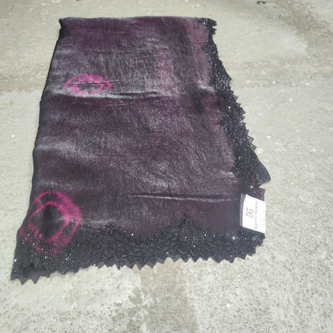 Black Tissue Organza Designer Sarees -- 2