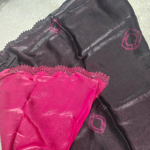 Black Tissue Organza Designer Sarees -- 2