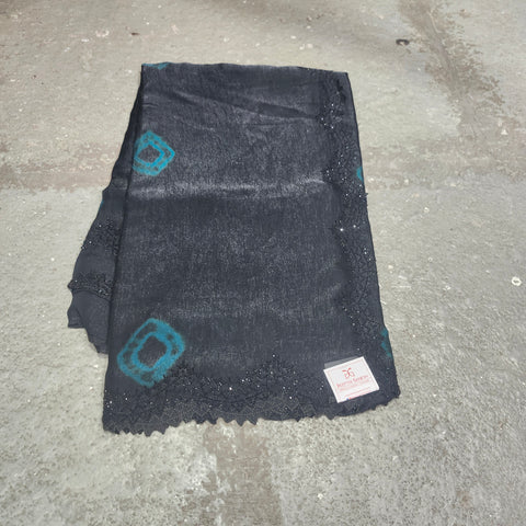 Black Tissue Organza Designer Sarees -- 2