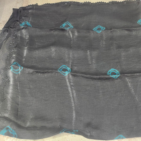 Black Tissue Organza Designer Sarees -- 2