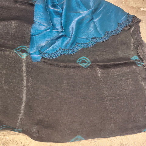 Black Tissue Organza Designer Sarees -- 2