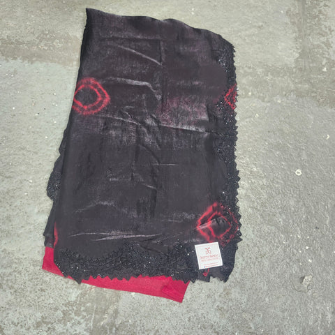 Black Tissue Organza Designer Sarees -- 2