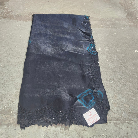 Black Tissue Organza Designer Sarees -- 2