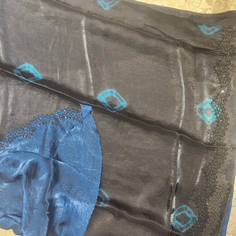 Black Tissue Organza Designer Sarees -- 2
