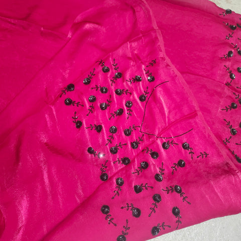 Black Tissue Organza Designer Sarees -- 4