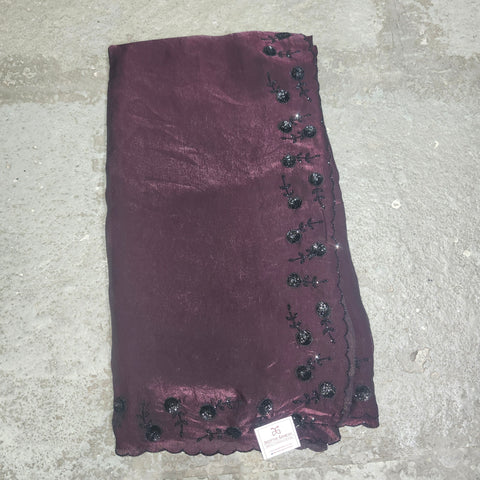 Black Tissue Organza Designer Sarees -- 4