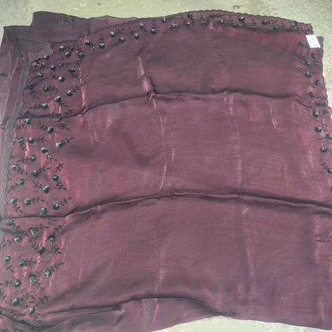 Black Tissue Organza Designer Sarees -- 4