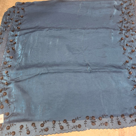Black Tissue Organza Designer Sarees -- 4
