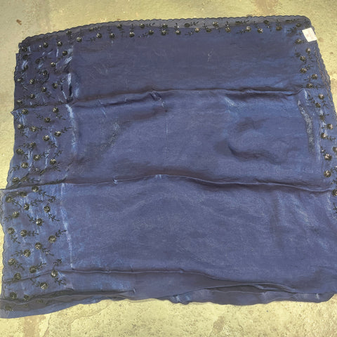 Black Tissue Organza Designer Sarees -- 4