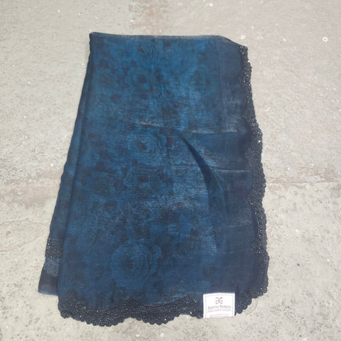 Black Tissue Organza Designer Sarees -- 5
