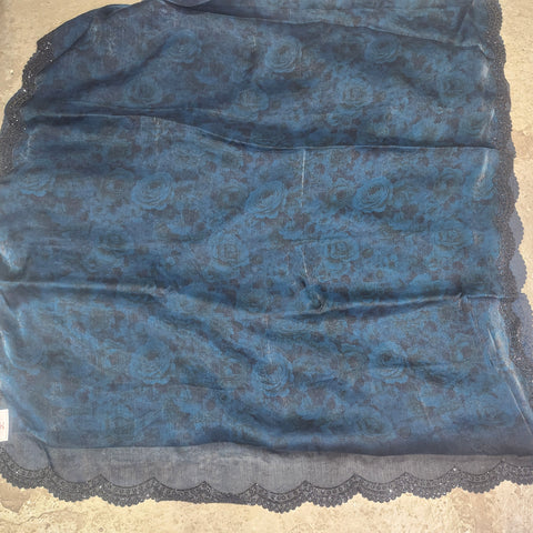 Black Tissue Organza Designer Sarees -- 5