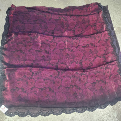 Black Tissue Organza Designer Sarees -- 5